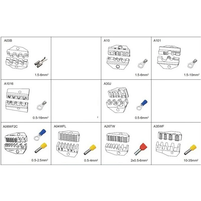 17pcs/lot Die Sets for AM-10 EM-6B1 EM-6B2 PNEUMATIC CRIMPING TOOLS CRIMPING PILER Crimping machine accessories