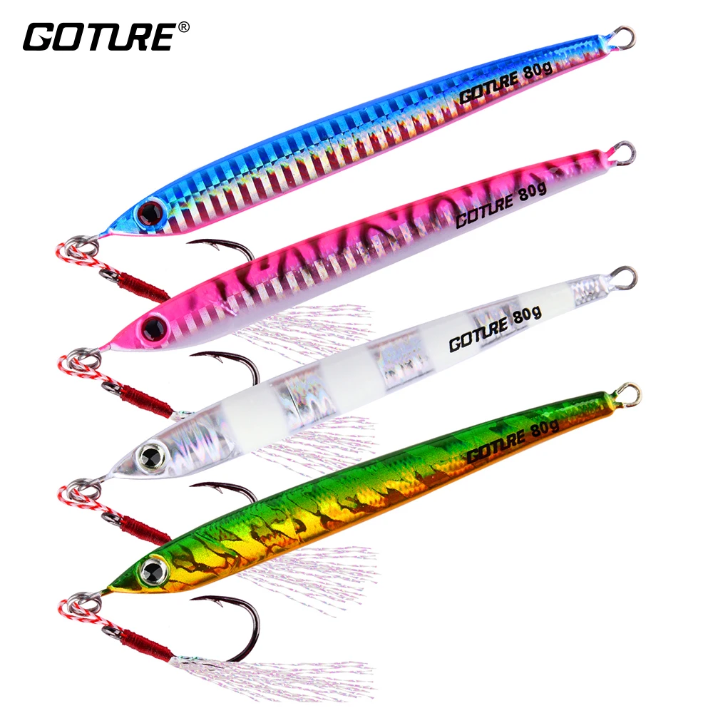 Goture 4 sztuk/partia 60g 80g Jig łyżka Fishing Lure Wobblers pionowe odlewania Jigging ołów ryby twarde sztuczne przynęty dla przynęty połowów