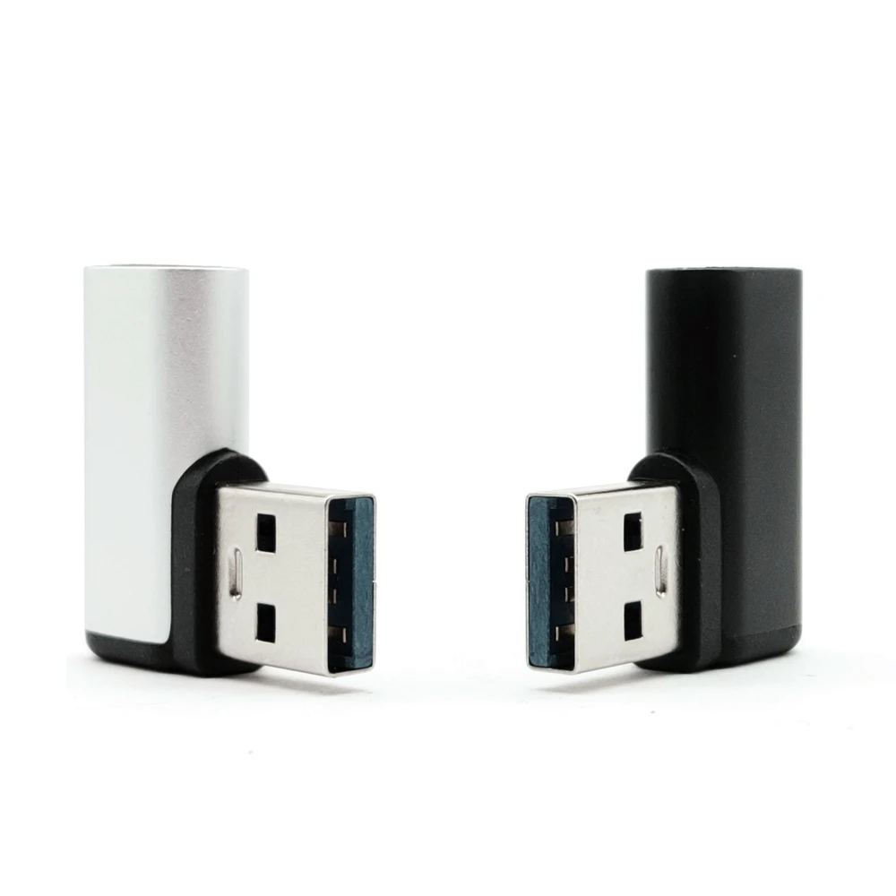 2PCS Black Silver 90 degree elbow USB 3.1 charging data adapter Type C USB-C female to 3.0 male
