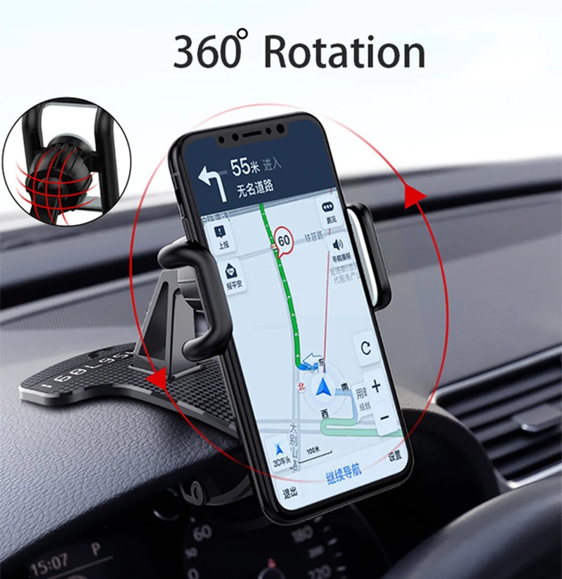 2022 New Adjustable HUD Car Dashboard Phone Stand GPS Car Clips Holder Parking Number for IPhone Mobile Phone Car Stand Support