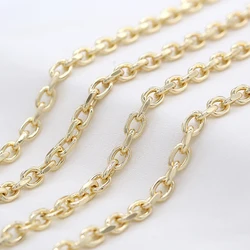 순수 황동 14K 금 도금 헤비 서클 청키 링크 케이블 체인, 수제 목걸이 팔찌 만들기, DIY 쥬얼리 만들기 벌크