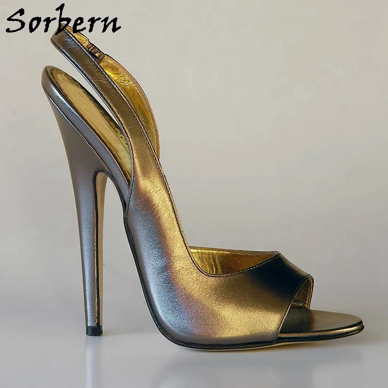 Sorbern 14Cm 16Cm High Heel Sandal Summer Shoes Slingbacks Open Toe Stilettos Party Shoes Transgirl Guys Shoes Crossdresser