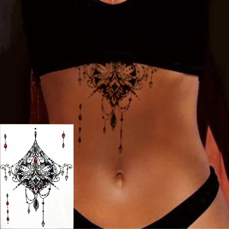 Tatouage Temporaire Sous les Seins pour Fille, Motif Loutus, Art Corporel, Taille Sexy, Attention Spirituel, 1 Pièce