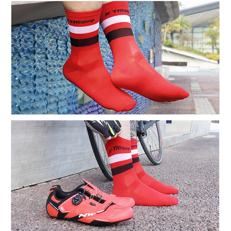 X-TIGER Cycling Socks Men Women Breathable Bicycle Socks Outdoor Racing Bike Compression Sport Socks Unisex MTB Bicycle Socks