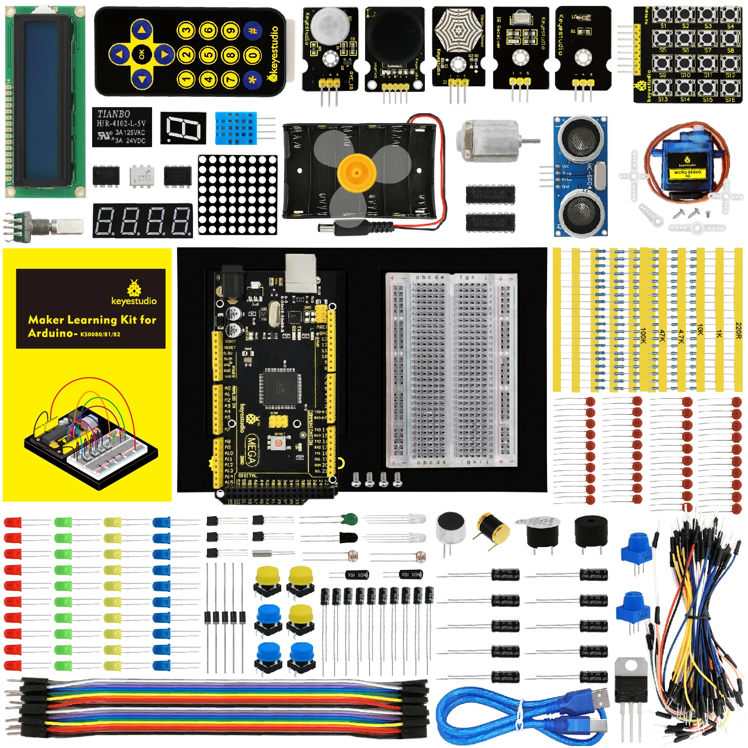 

Keyestudio Maker Mega Starter Kit For Arduino 2560 R3 Education Programming Project Maker Learning Kit With Gift Box 35 Projects