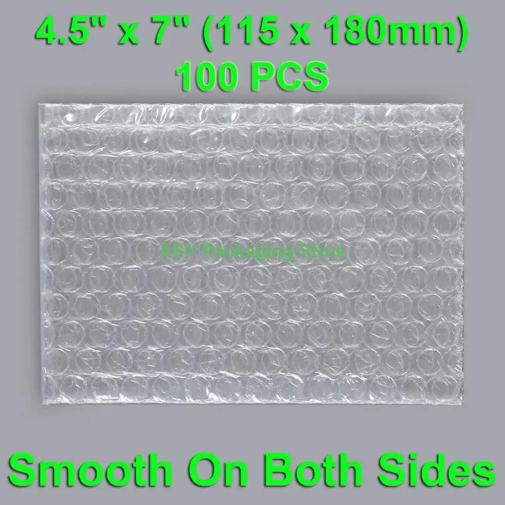 

100 PCS 4.5" x 7" (115 x 180mm) Air Bubble Bags Smooth On Both Sides Plastic Packing Envelopes Packaging Pouches Clear