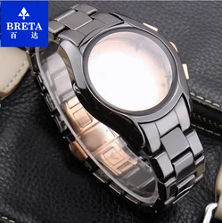 BRETA  Ceramic watchband and case 22mm  for AR1400 1410 1440  black men watch strap  Butterfly buckle