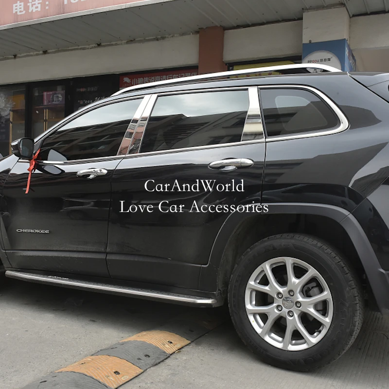 For Jeep Cherokee 2016-2021 Stainless Steel Car Door Glass Window Pillar Frame Cover Middle Column Garnish Trims Accessories