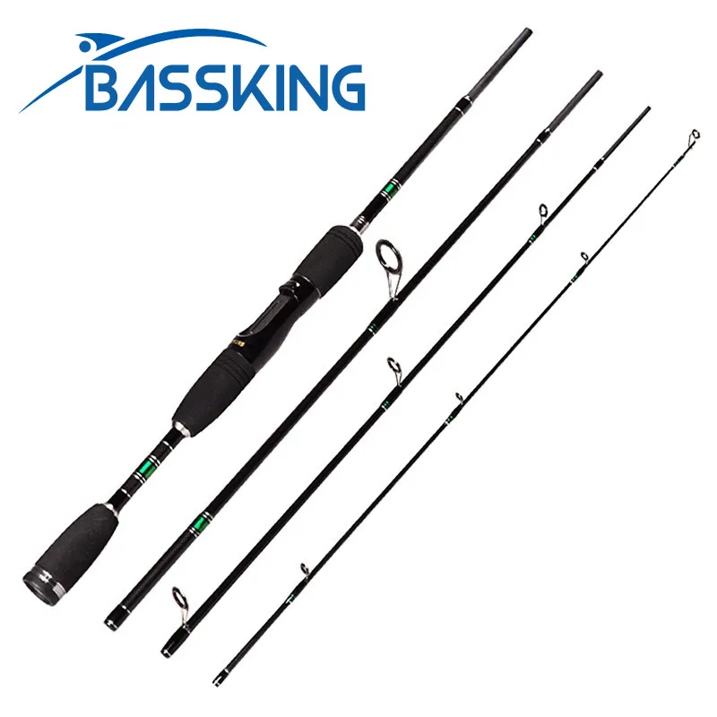 BASSKINGSpinning Fishing RodLight Weight Carbon Fiber for Travel Freshwater Fishing, Fast Action Pesca Pole 1.98m 4 Section