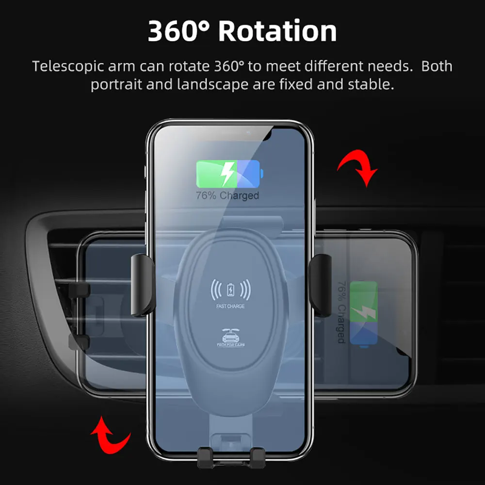 10 واط سيارة لاسلكية تهمة قوس منفذ الهواء قوس شحن سريع حامل للهاتف 4-6 بوصة التلقائي التعريفي عمود شحن