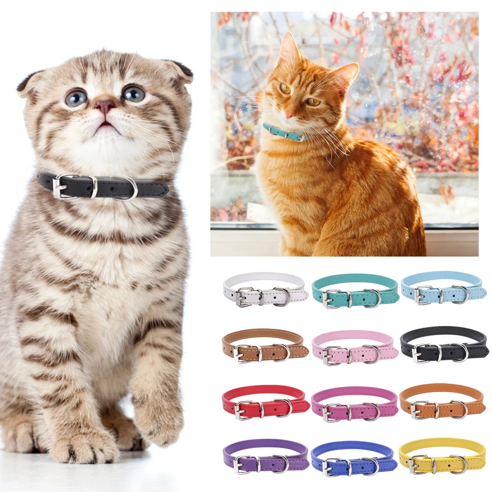 Cat Dog Collar Leather Personalized Pet Dog Collar Leash Used for Small, Medium-sized Large Dog Cat Outdoor Walking Pet Supplies