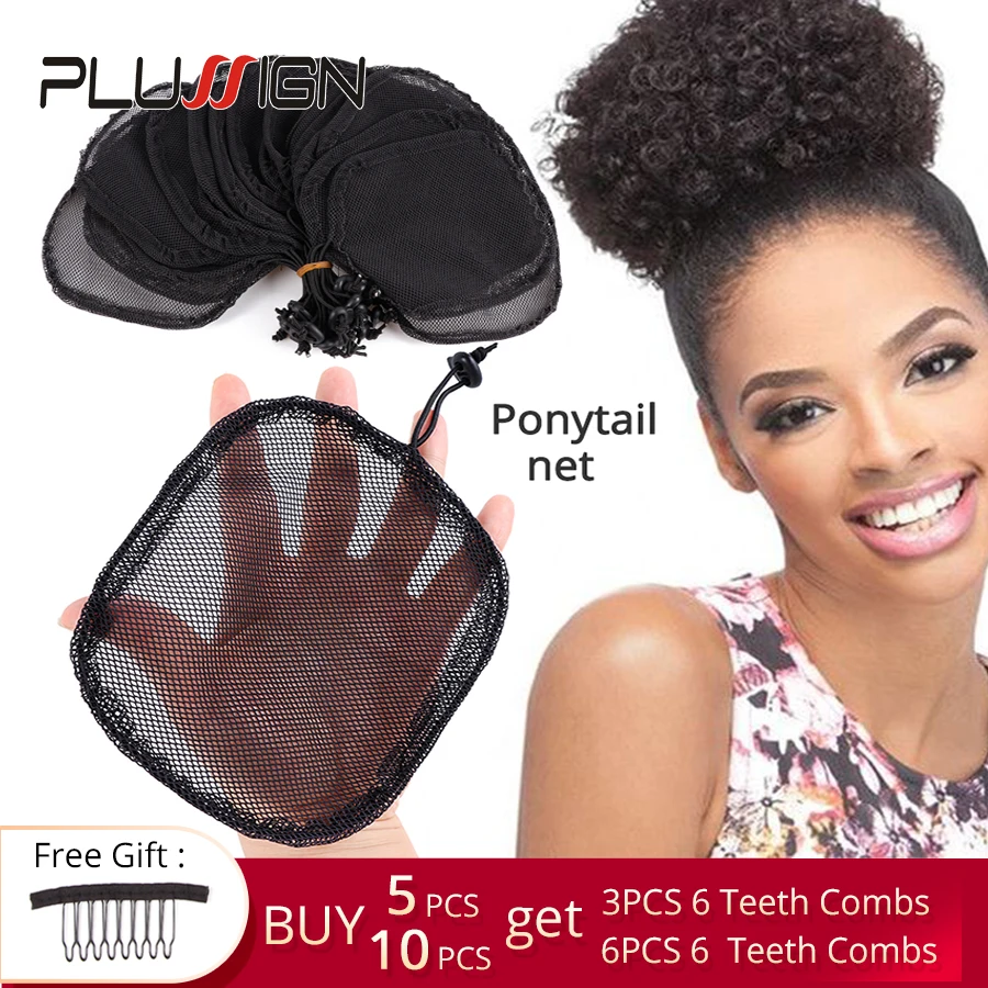 Wig Cap For Making Ponytail Black Color Hight Quality Hair Net For Making Hair Buns And Ponytail With Glueless Hair Net