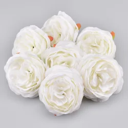 20pcs 10cm White Peony Artificial Silk Flower Heads For Wedding Home party Decoration DIY Wreath Craft Fake Rose Flowers Wall