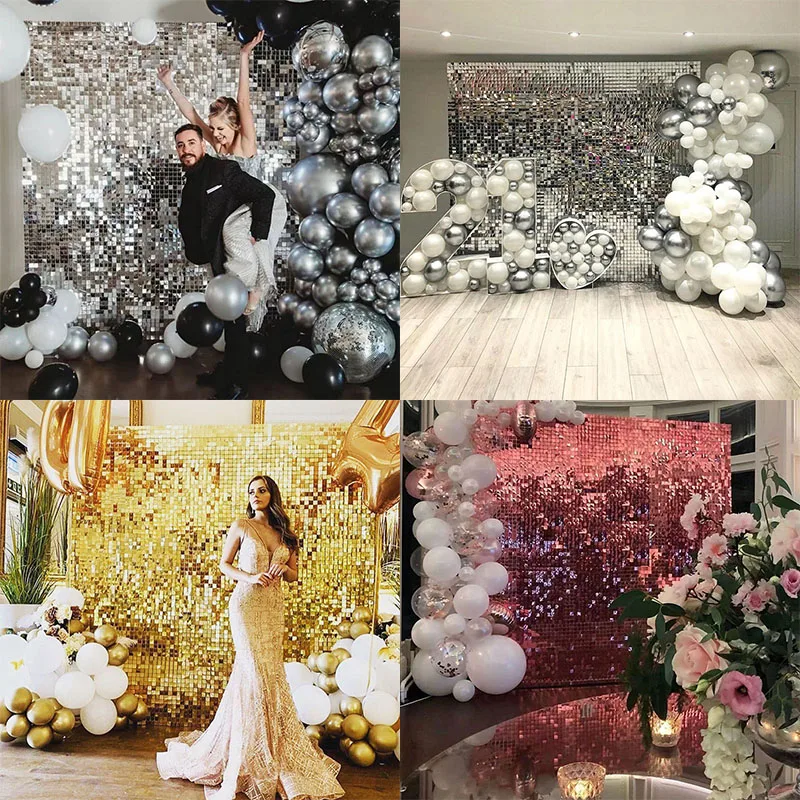 2pcs Square Backdrop Anniversaire Christmas Decor New Year Birthday Party Decoration Wedding Curtain Bachelorotte Party Fortni