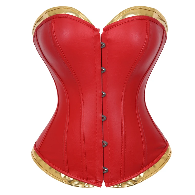 

Sexy Overbust Corset Women Red Faux Leather Bustier Top Slimming Waist Trainer Body Shaper Gothic Lingerie Plus Size S-6XL