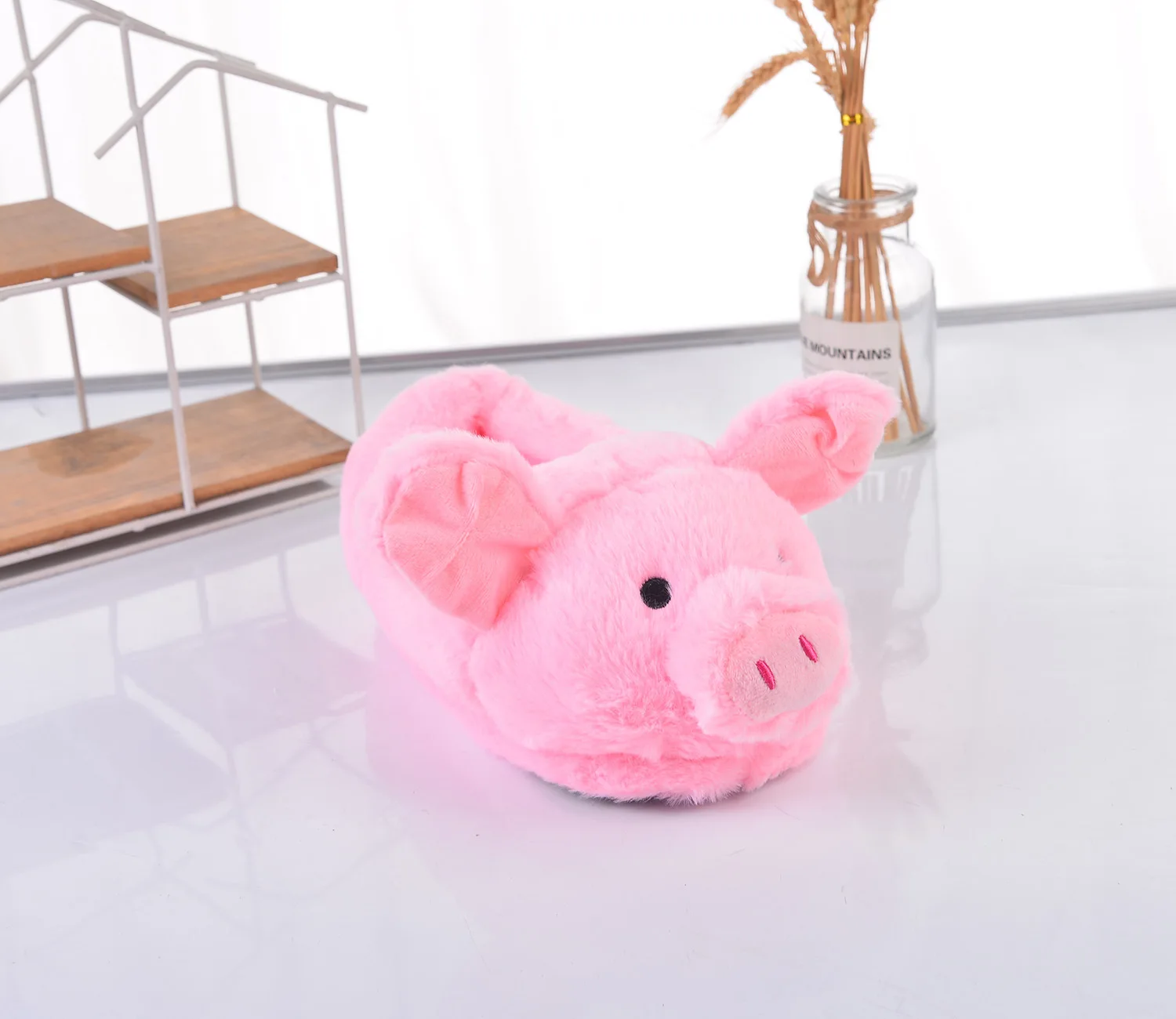 Winter Women Warm Indoor Slippers Ladies Fashion Shoes Cute Pink Pig Soft Short Furry Plush Home Floor Slipper