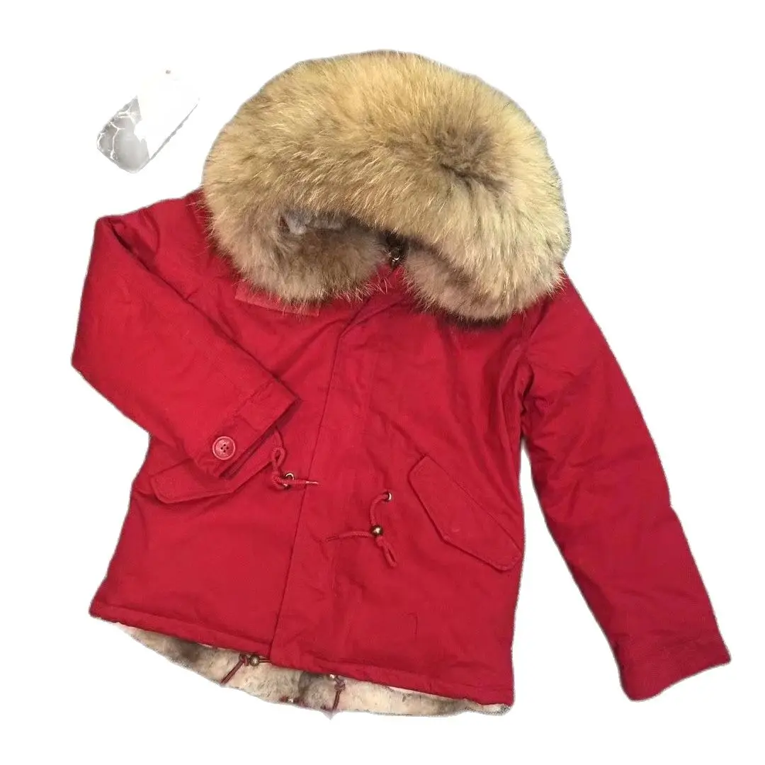 Newest Short Women Coat Trendiness Parka With Natural Fur Lining Collar Detachable Clothing For Men And Women