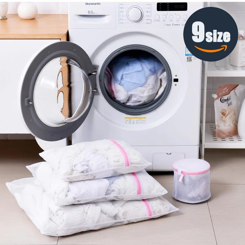 Mesh Laundry Bag Zipper Laundry Net Bags for Washing Clothes Bra Underware Socks Washing Machine Bag Clothes Laundry Bag Set