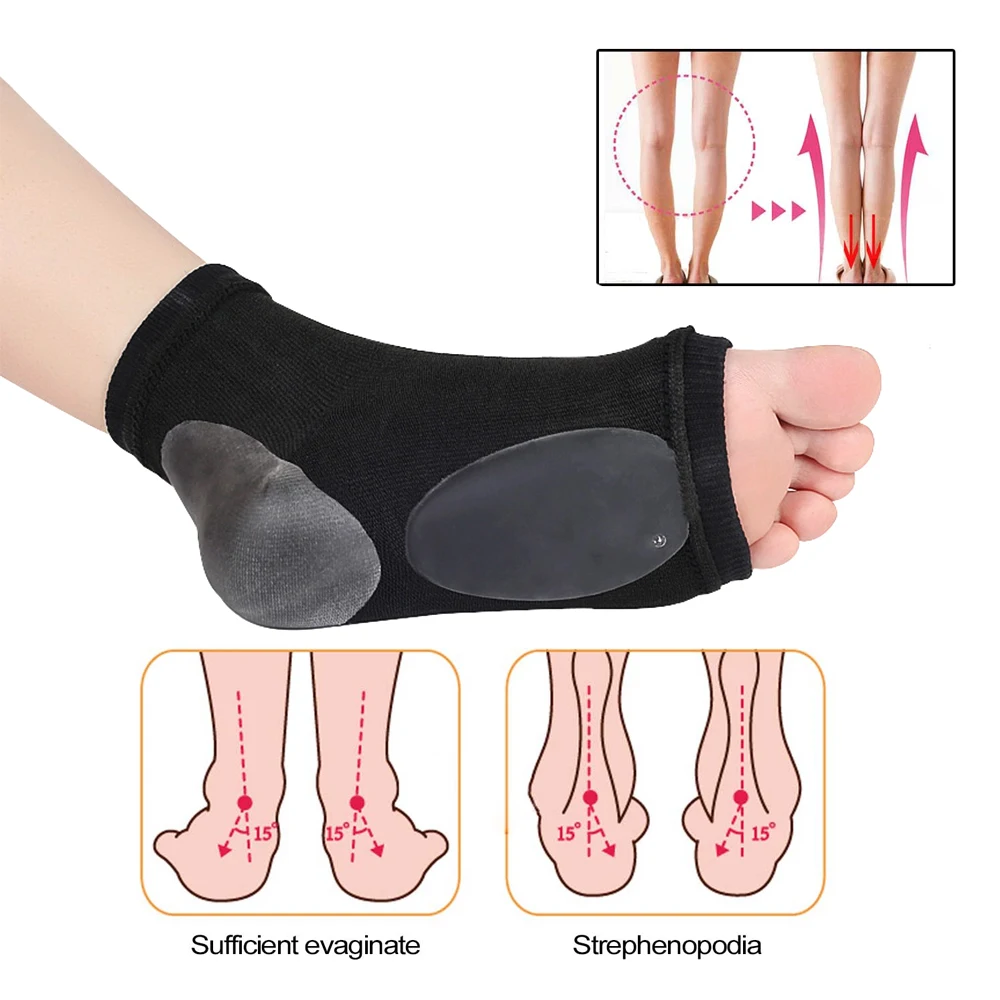 2Pcs Arch Support Sleeve Cushioned Soft Elastic Gel Pad Fabric Arch Socks for Flat Foot Pain Relief Plantar Fasciitis Heel Spurs