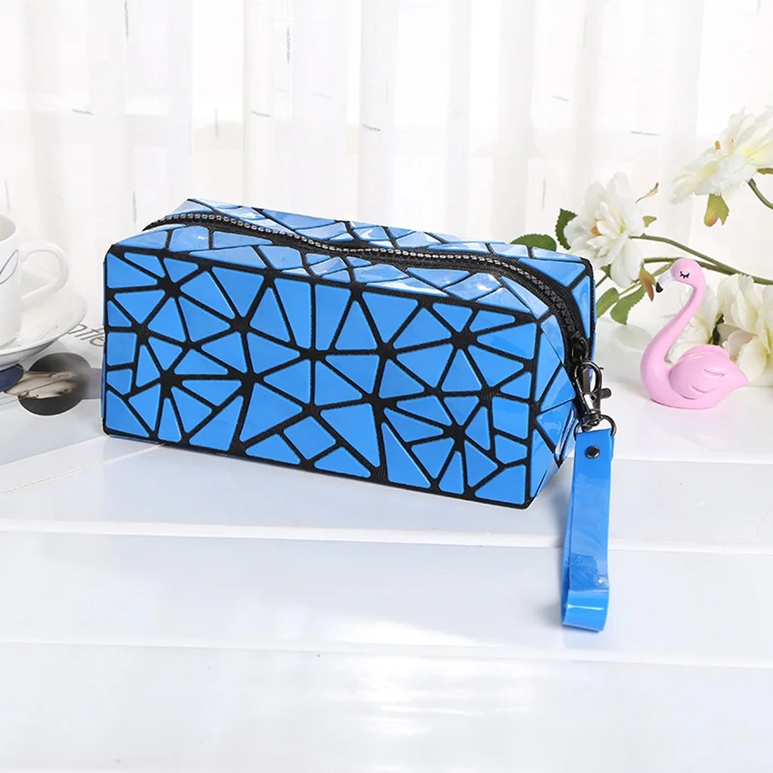 WSYUTUO Geometric Cosmetic Bag Geometric Folding Women Make Up Bag Travel Makeup Case Beauty Bag Organizer Toiletry Kit Pouch