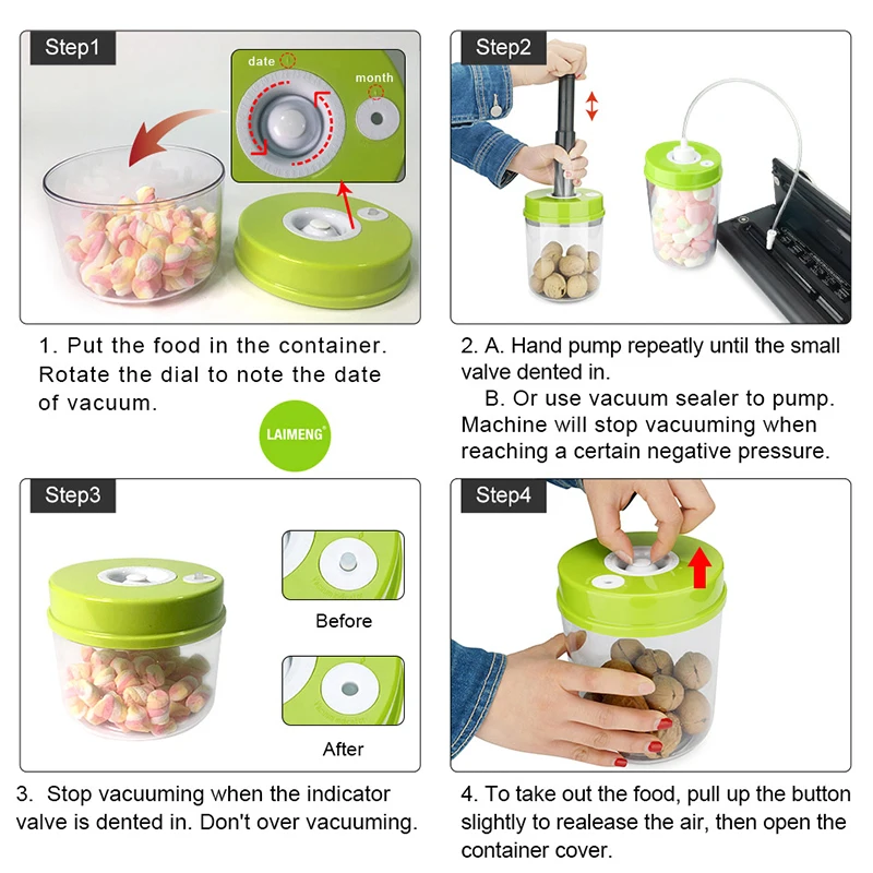 LAIMENG High Quality Plastic Vacuum Sealer Canister Large Capacity 2200ml Vacuum Container For Marinating S170