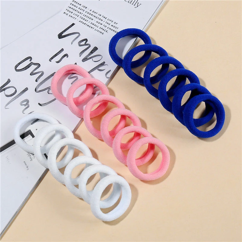 50PCS/Lot 3CM Simple Candy Color Hair Scrunchies For Girls Accessories Nylon Elastic Hair Bands Children Ponytail Holder Tie Gum