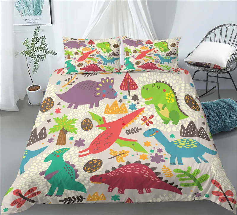 

Home Living Luxury 3D Cartoon Dinosaur Print 2/3Pcs Comfortable Duvet Cover PillowCase Bedding Sets Queen and King EU/US/AU Size