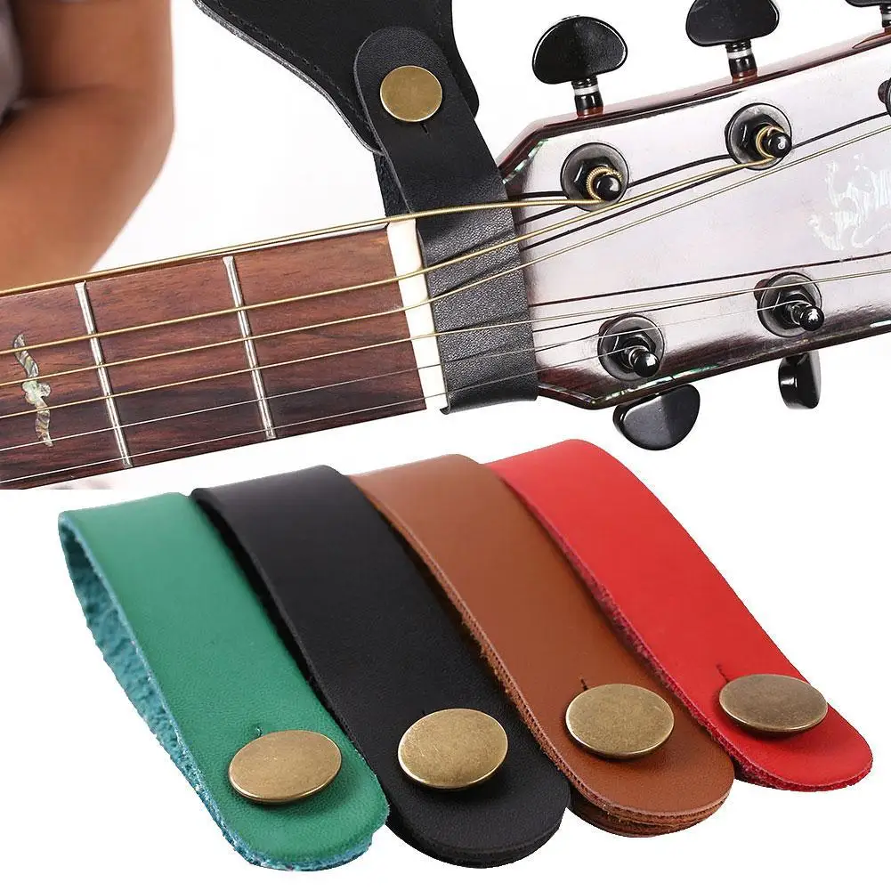 Guitar Neck Strap Guitar Strap Leather Head Belt Holder Headstock Strap Holder Button Lock with Metal Fastener Guitar Accessory