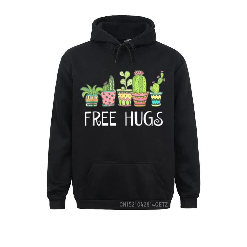 Free Hugs Cactus Succulent Prickly Cute Pink Plant Pots Gift Long Sleeve Hoodies Men Sweatshirts Printed On Hoods Prevalent