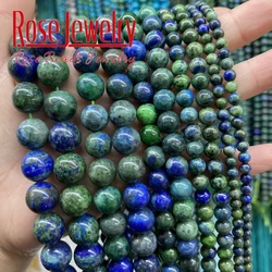 Natural Stone Beads Chrysocolla Azurite Lapis Lazuli Malachite Round Loose Beads 4 6 8 10 12 MM For Jewelry Making Bracelet 15