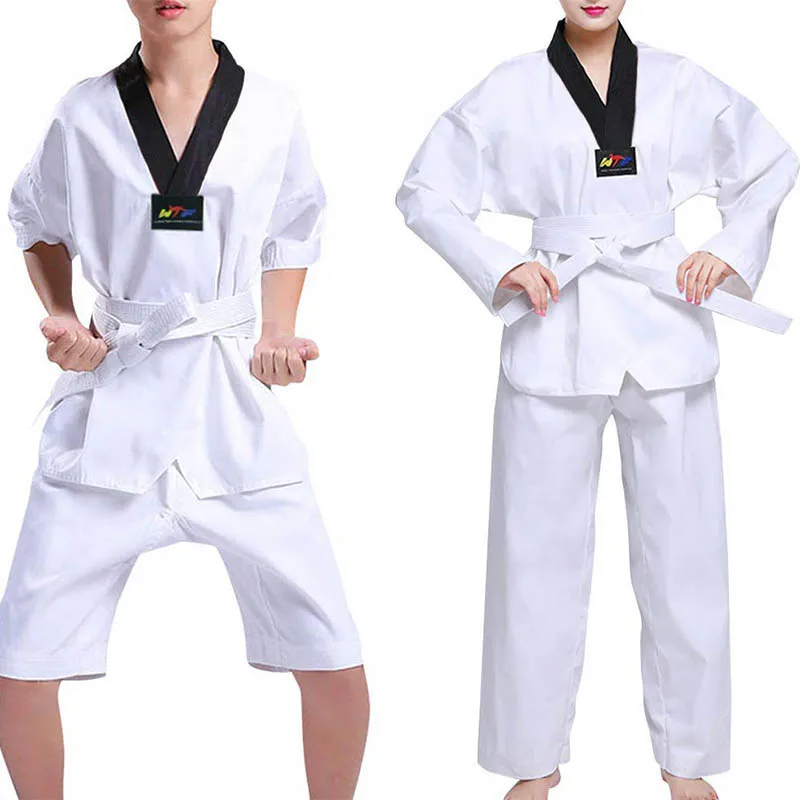 Unisex Taekwondo Clothing Adult Children Kids Karate Suit Martial Arts Training Sets Kung Fu Uniform For Women Men White Belt