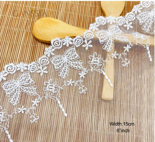 1Yard Width:15cm Net Yarn Embroider Water-Soluble Lace Bowknot Decoration Pattern Sewing Accessories(ss-2140)