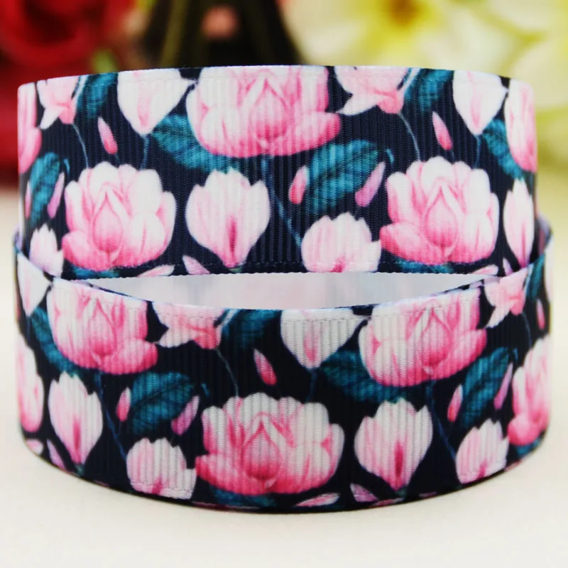 

22mm 25mm 38mm 75mm Flower Cartoon printed Grosgrain Ribbon party decoration 10 Yards X-03826