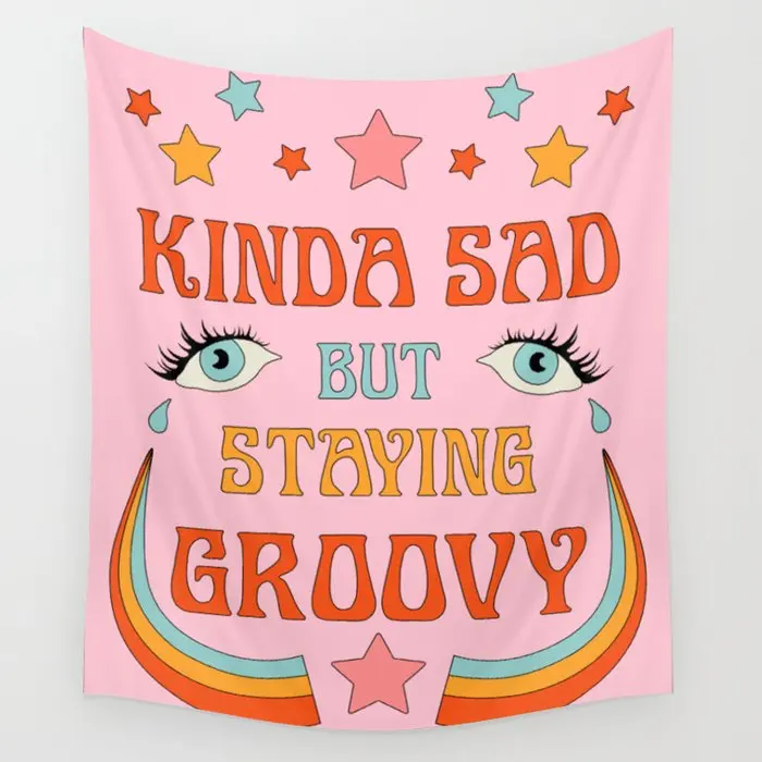 

SAD BUT GROOVY Wall Tapestry Background Wall Covering Home Decoration Blanket Bedroom Wall Hanging Tapestries