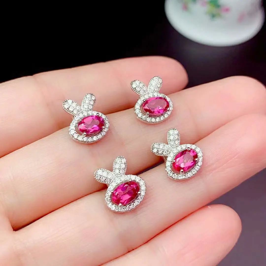 

Lanzyo 925 Sterling Silver pink Topaz Stud Earrings Girls Birthday Gift Sterling Silver Fine Jewelry be0406551agf wholesale