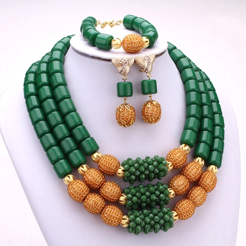 Dudo 10 Colors 3 Layers Artificial Coral Beads African Nigerian Jewelry Set For Weddings