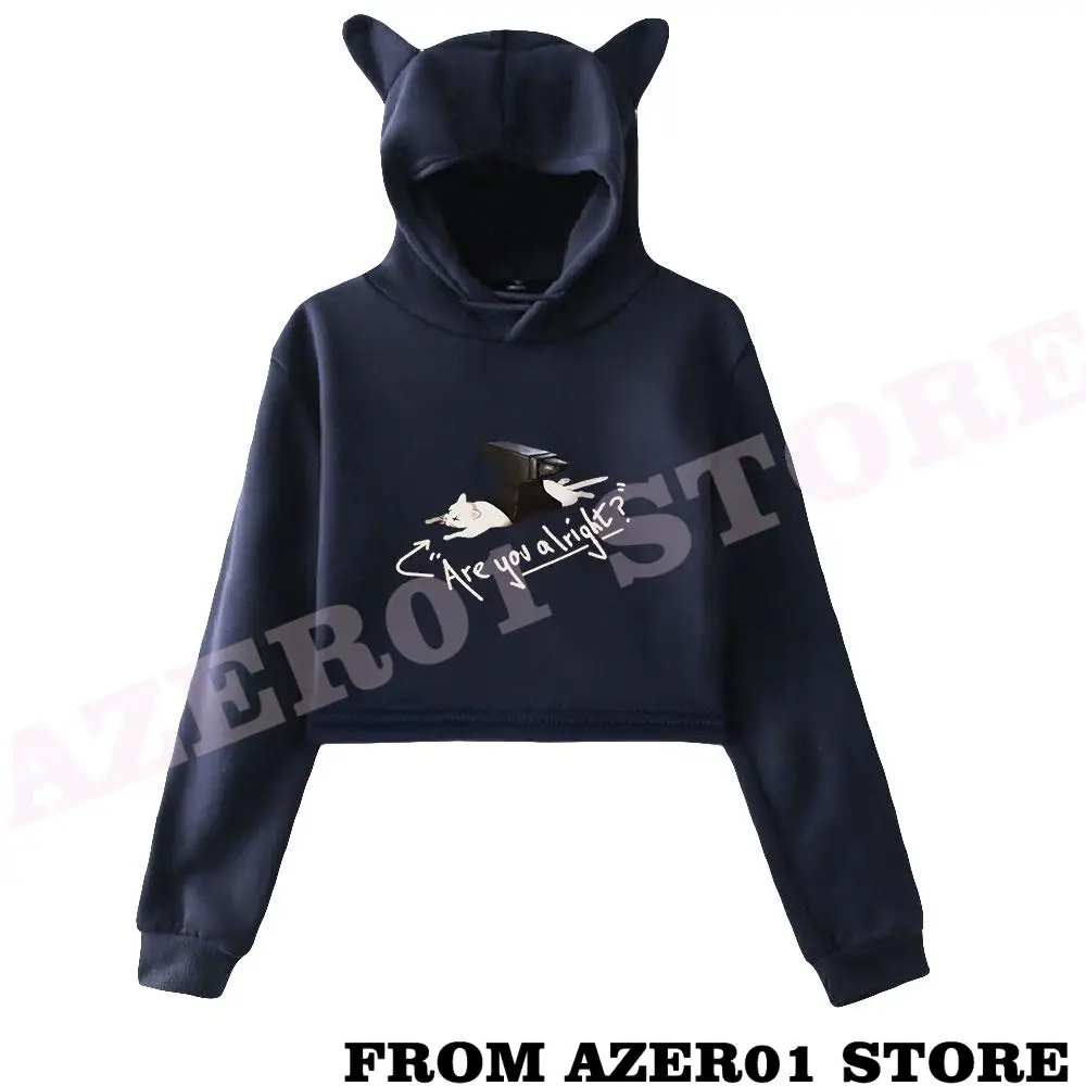 Are You Alright Lovejoy Pebble Brain Wilbur Soot Dream Team SMP Merch Cat Cropped Hoodies Women/Girl Hooded Crop Tops Loose