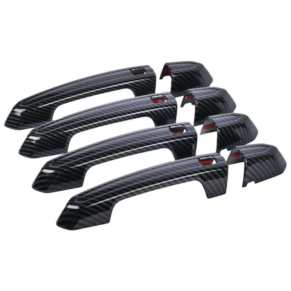 4Pcs Brand New Side Door Handles Cover Trim Carbon Fiber Grain ABS Plastic Made Fit For Cadillac ATS XTS CT6 XT4 XT5 XT6