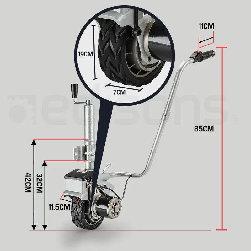 전동 트레일러 잭 자키 휠 무버, 전기 캐러밴 보트 돌리, 자동 브레이크, 2270KG, 12V, 350W