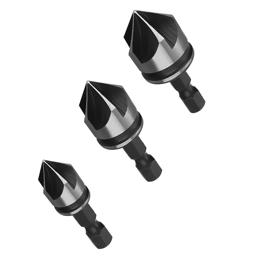 3pcs 12-16-19mm Hex Countersink Boring Set for Wood Metal Quick Change Drill Bit Tools 3pcs Shank Carbon Steel