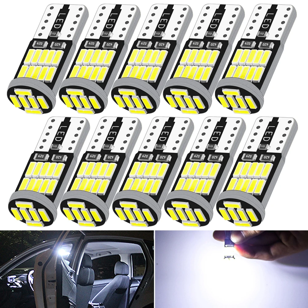 10Pcs W5W T10 LED Canbus Light Bulbs for Skoda Octavia Yeti Roomster Fabia Rapid Superb KODIAQ Citigo KAMIQ KAROQ SCALA VISIO VW