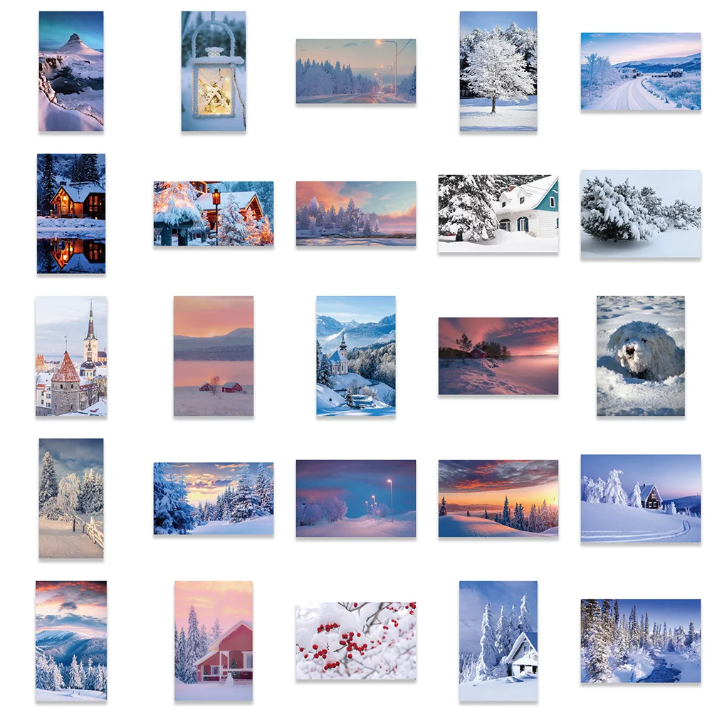 10/30/50pcs Winter Snow-Covered landscape Graffiti Stickers Aesthetic Phone Laptop Scrapbook Diary Cute Sticker Decal for Kids