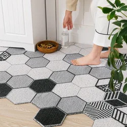 Low Profile Rubber Door Mat Heavy Duty Durable Doormat Indoor Outdoor Rugs Gray Plaid Easy Clean Home Rug for Home Entry Carpet
