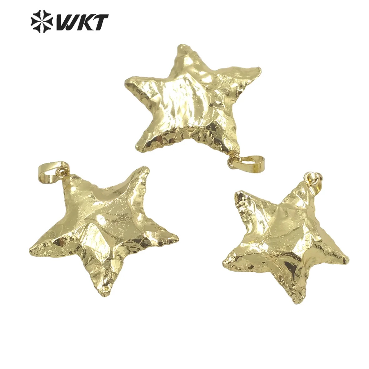 

WT-P1744 WKT New Design Full Gold Plated Natural Agates Stone Star Shape Pendant For Women Jewelry Necklace Handmade Wholesale