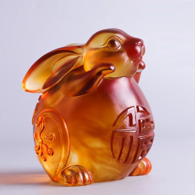 Colored glaze rich rabbit ornaments crafts 12 Chinese Zodiac Signs birthday present