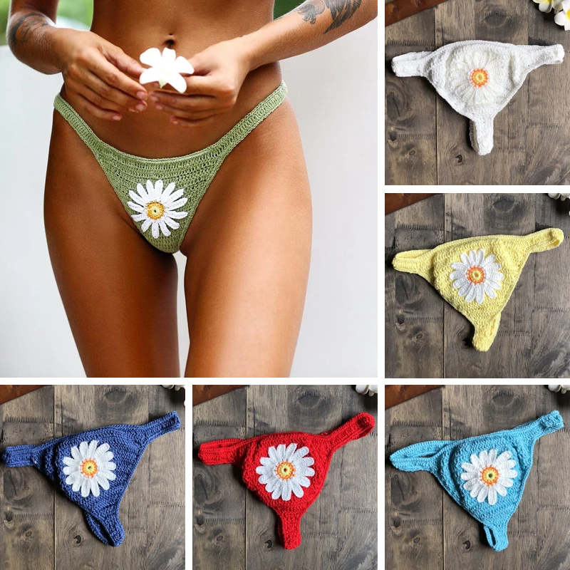 

Sexy Micro Crochet Bikini Bottom Thong Underwear Swimwear Hand Knitting Bikini Swimsuit Mini Bikini Panty Bathing Suit