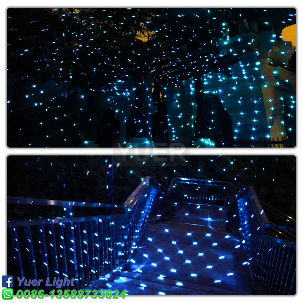 YUER-luz láser de cielo estrellado RGB a todo Color, a prueba de agua IP65, 2W, DMX512, Control remoto, parque, pista de baile cuadrada al aire libre, boda