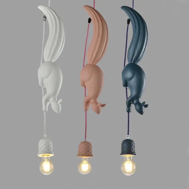 

Nordic Resin Squirrel Pendant Light Home Decor Kitchen Hanging Lamp Modern Bar Bedroom Living Room Decoration LED Light Fixtures