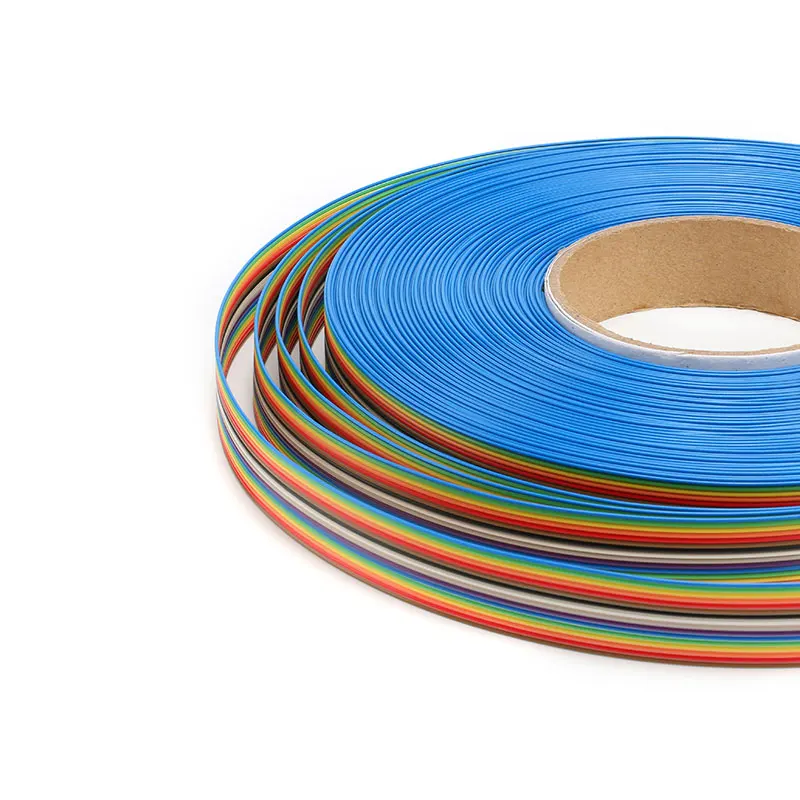 10/5/1M 16-pin rainbow color flat cable IDC wire rainbow cable connector wire ribbon extension cable 28AWG