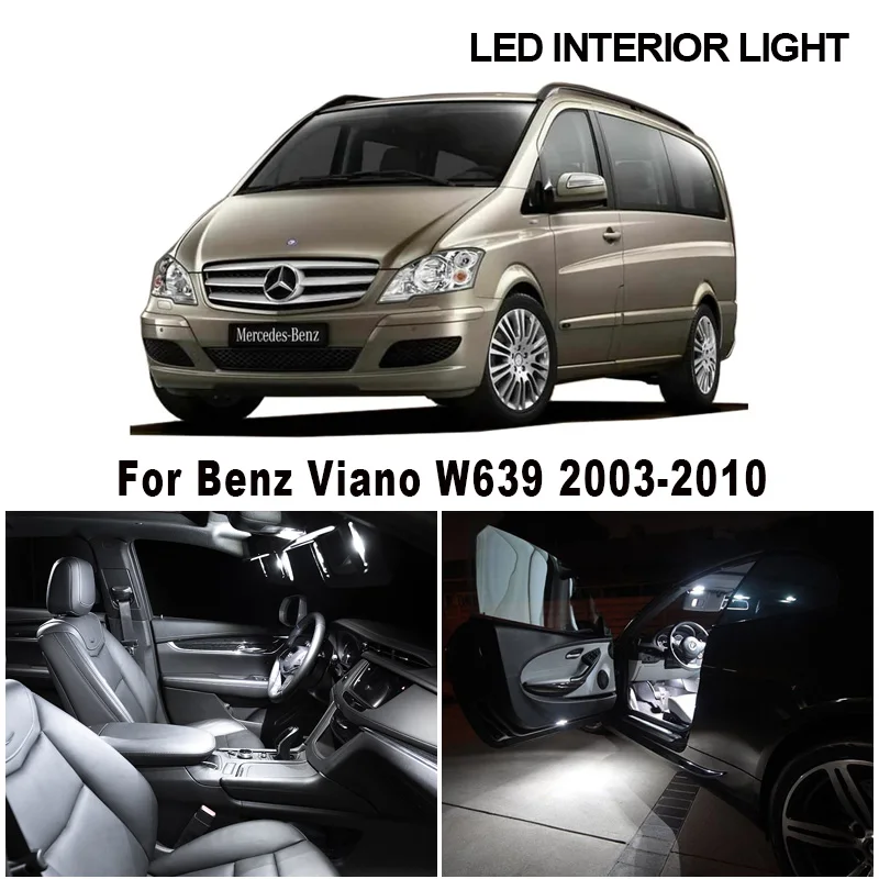 21pcs White Canbus LED Interior Dome Map Light Lamp Kit For Mercedes Benz Viano W639 2003-2010 Vehicle Reading Ceiling Door Bulb